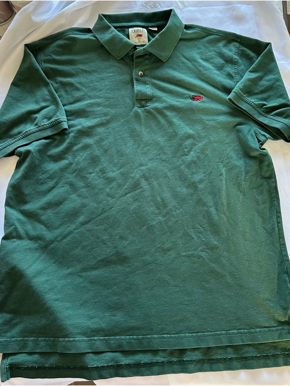 Perlis Men's Forest Green Polo with Red Accent Logo